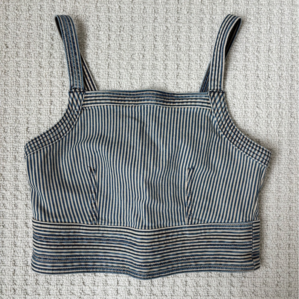 Anthropologie Striped Lace-Up Crop Top